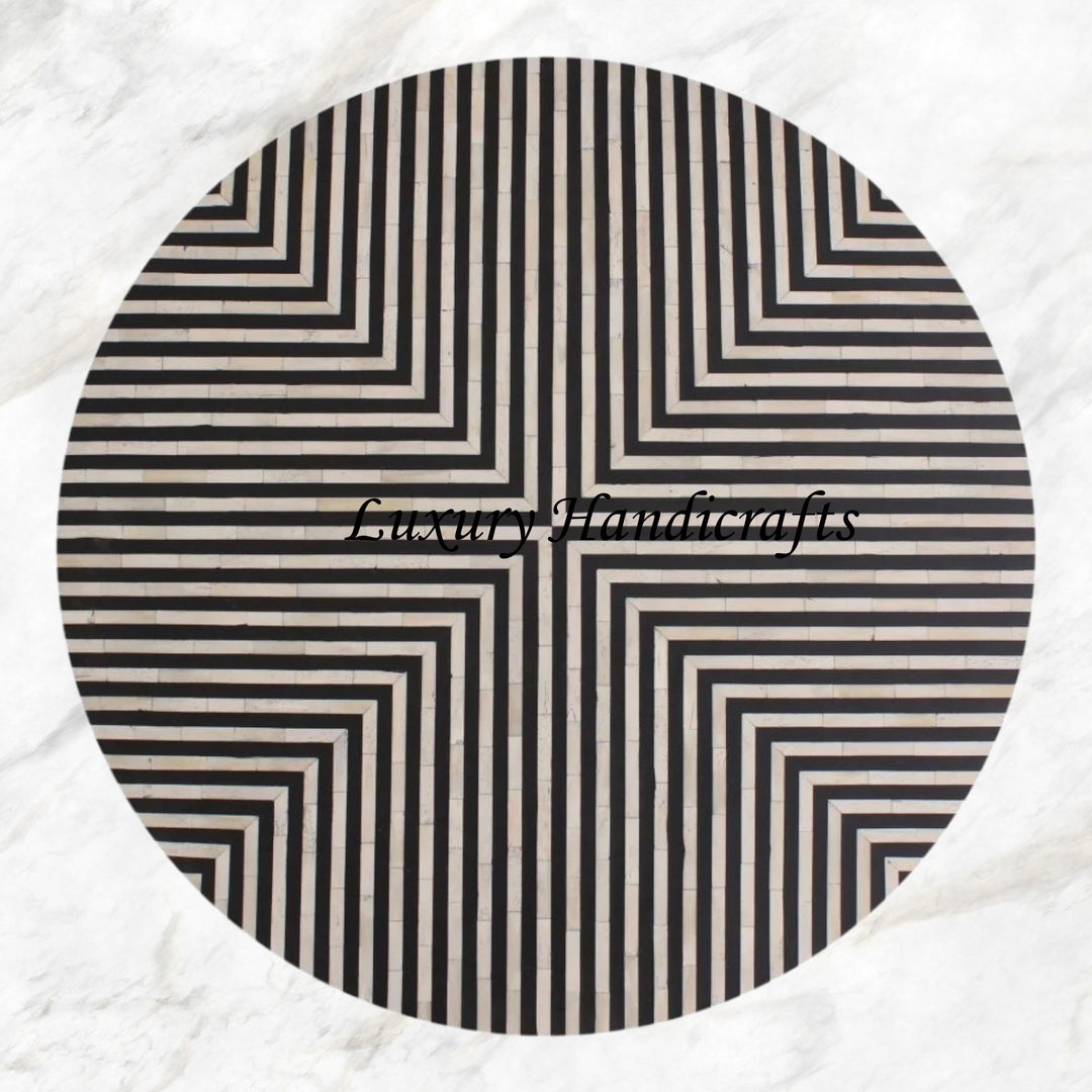 Stripe Bone Inlay Coffee Table Black