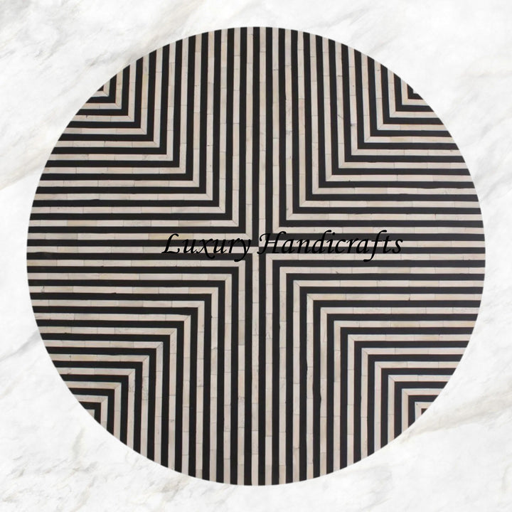Stripe Bone Inlay Coffee Table Black