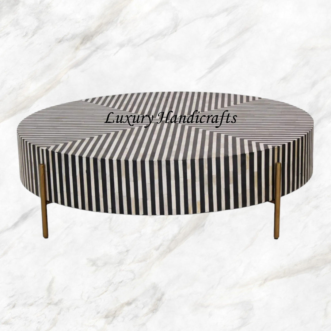 Stripe Bone Inlay Coffee Table Black