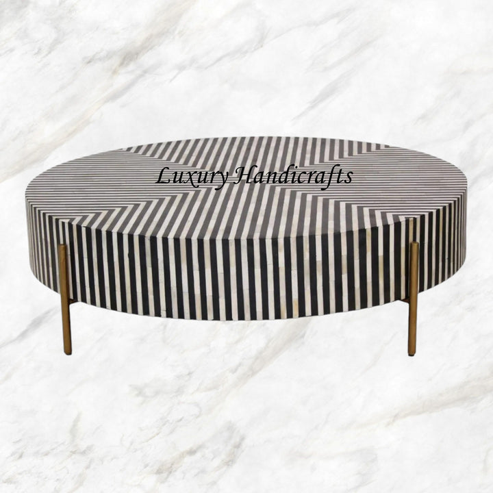Stripe Bone Inlay Coffee Table Black