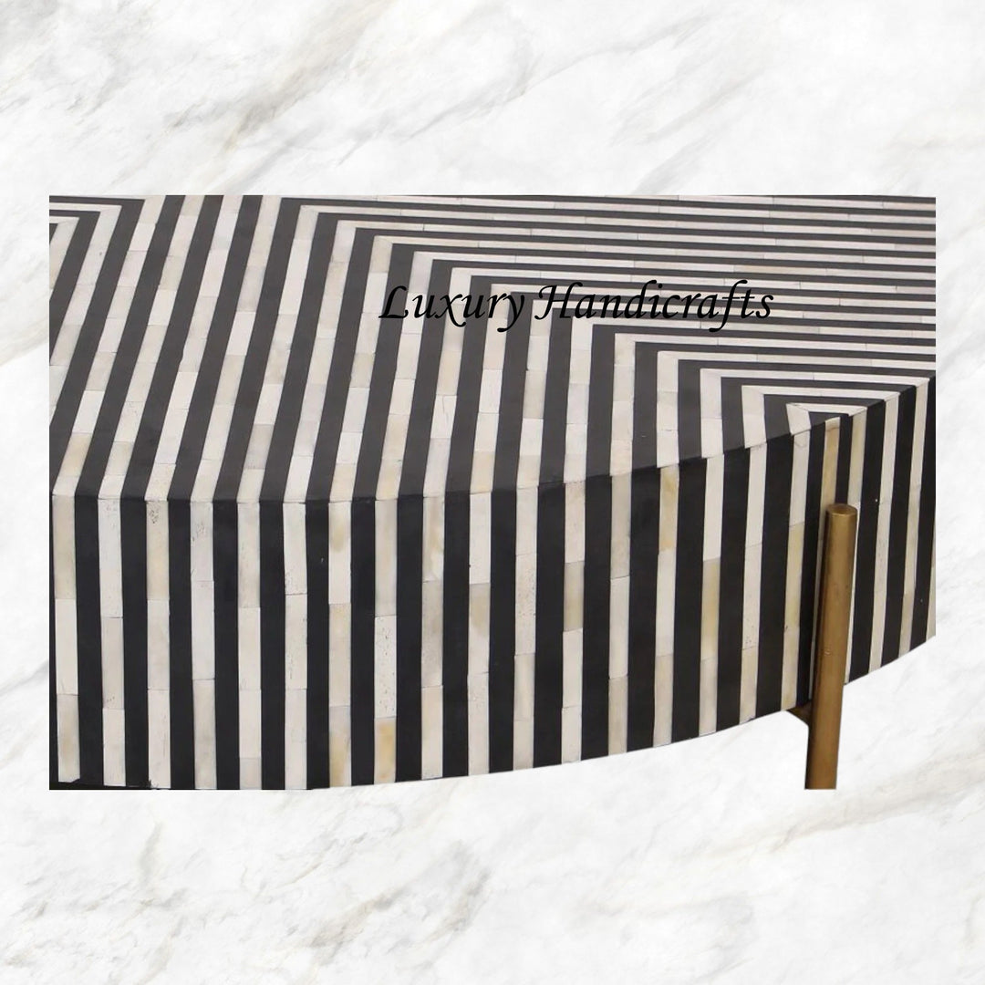 Stripe Bone Inlay Coffee Table Black