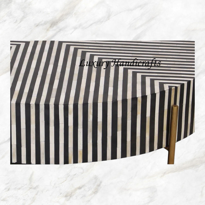 Stripe Bone Inlay Coffee Table Black