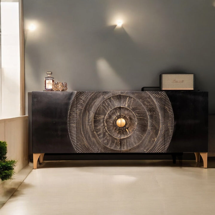 Custom - Sunset Handcrafted Solid Mango Wood Black Sideboard