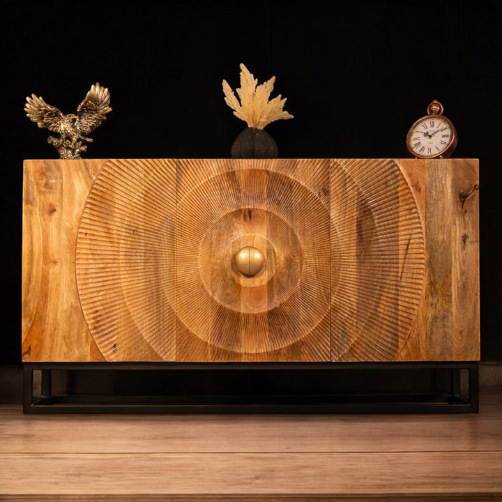 Sunset Handcrafted Solid Mango Wood Natural Brown Medium Sideboard