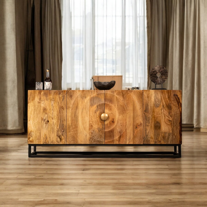 Sunset Handcrafted Solid Mango Wood Sideboard Natural Brown