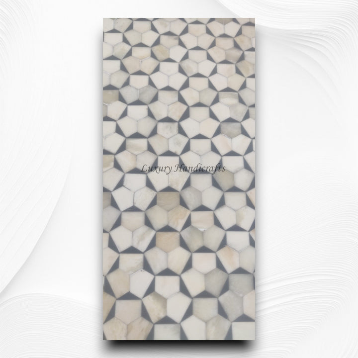 Targua Bone Inlay Oval Coffee Table Brass Strip Grey 5