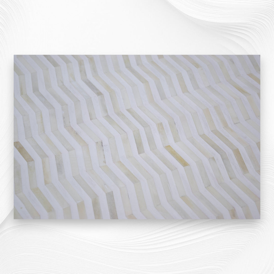 Bone Inlay Chevron Top Center Table Polished Base