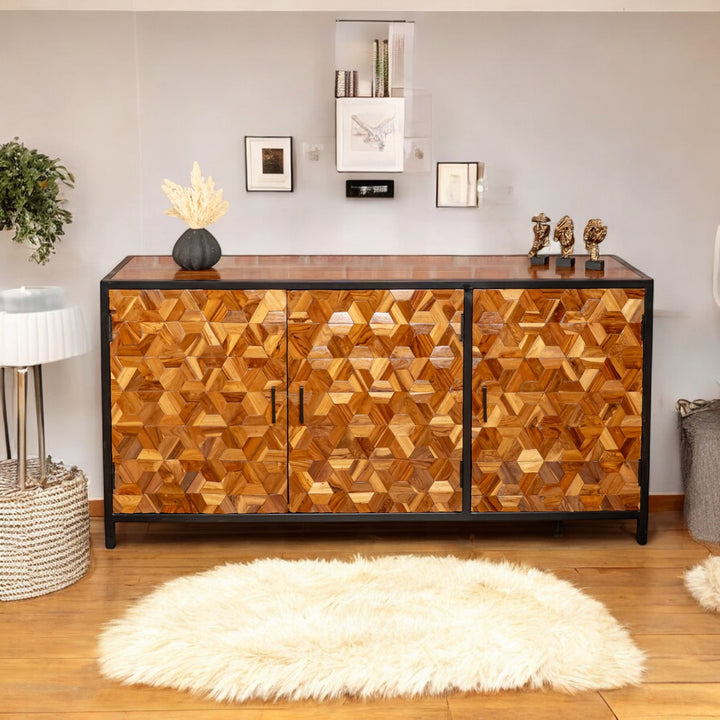 Woodcraft Solid Teak and Acacia Wood Sideboard