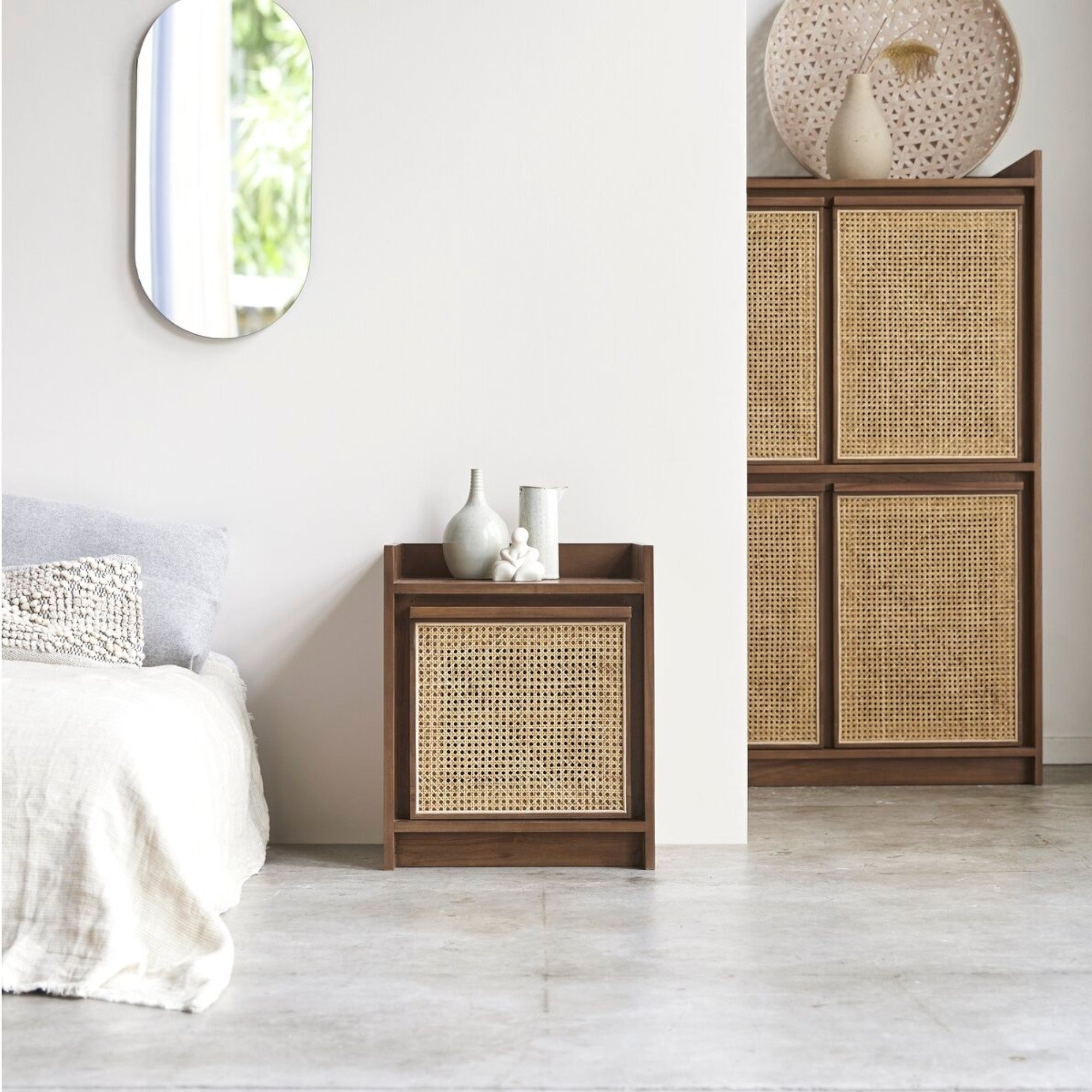 Yoko Rattan Bedside – Nismaaya Decor