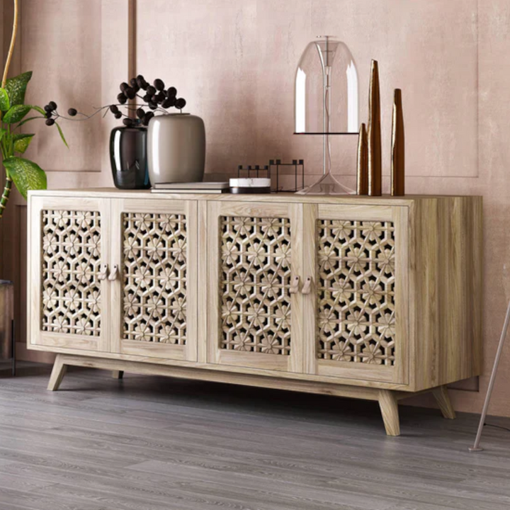 Armin Solid Mango Wood Hand Carved Sideboard & Cabinet 4
