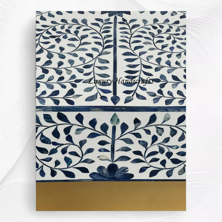 Blue Ella Colored Bone Inlay Oval Coffee Table