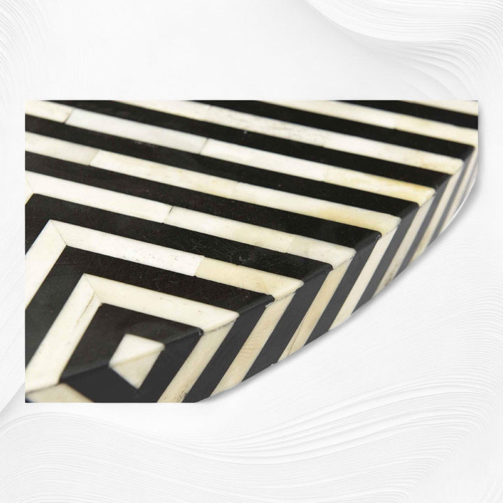 Bone Inlay Coffee Table Diamond Stripe Black