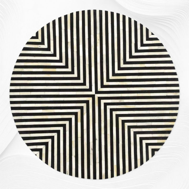 Bone Inlay Coffee Table Diamond Stripe Black