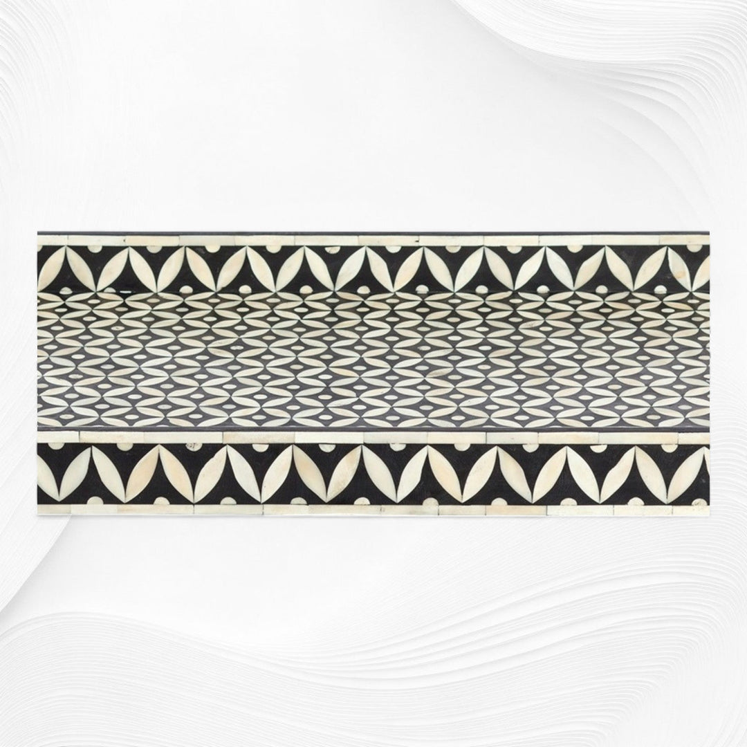 Bone Inlay Geometric Tray Coffee Table Black