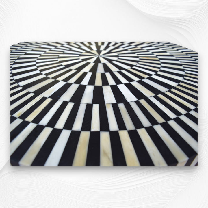Bone Inlay Illusion Stripe Coffee Table Black