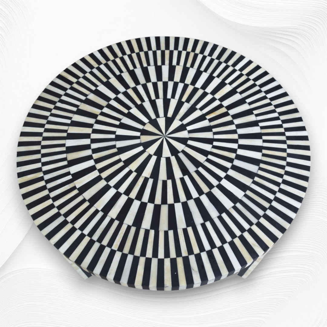 Bone Inlay Illusion Stripe Coffee Table Black