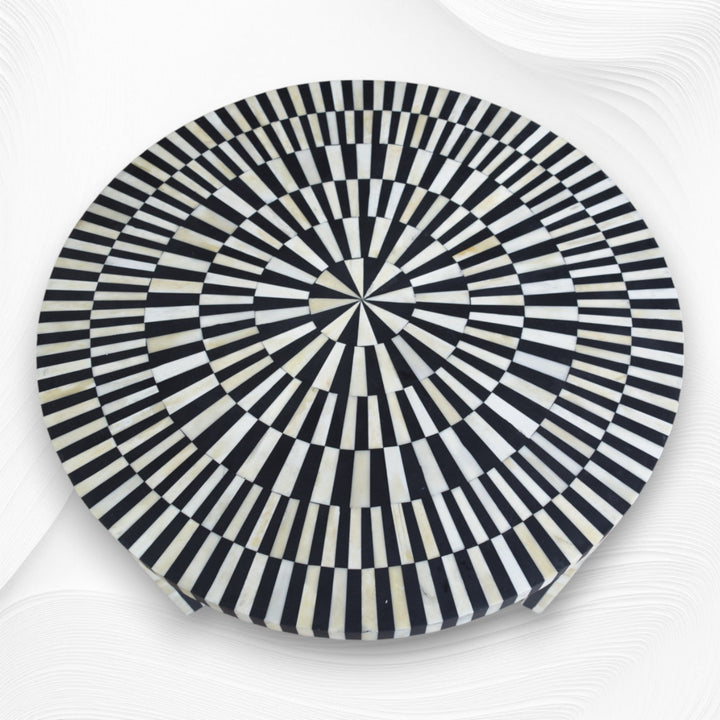 Bone Inlay Illusion Stripe Coffee Table Black