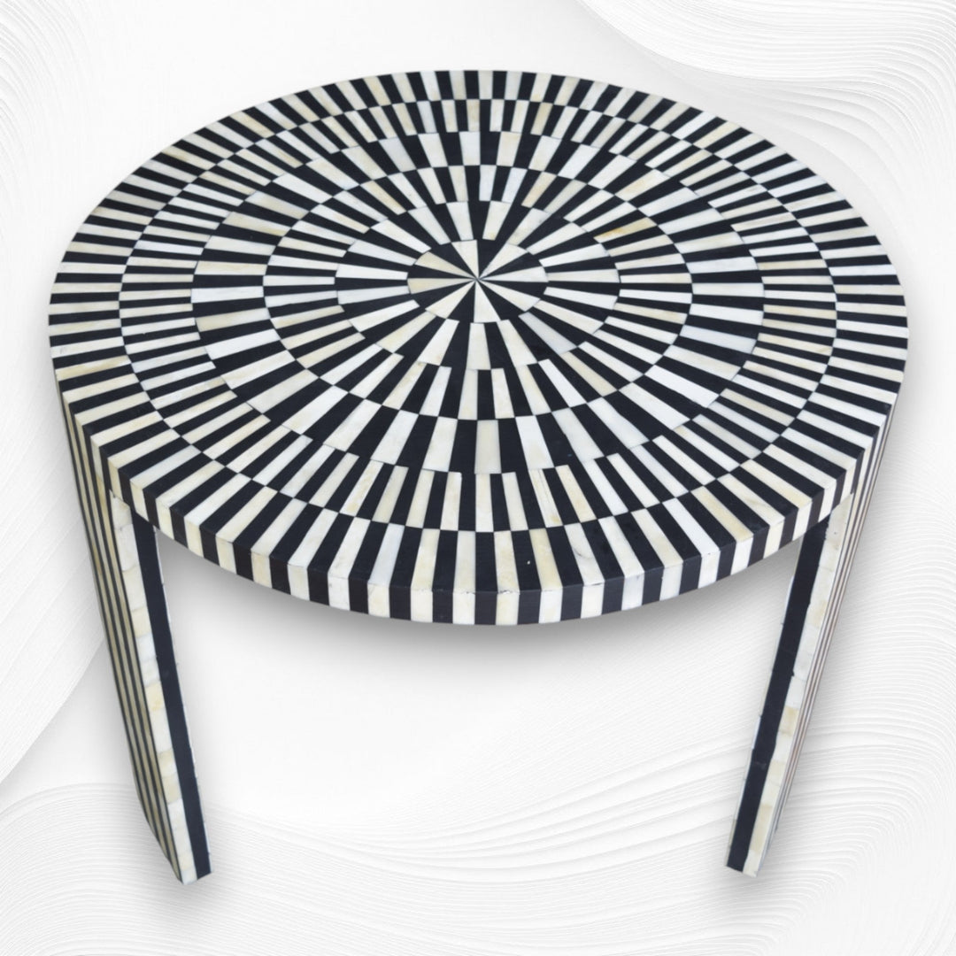 Bone Inlay Illusion Stripe Coffee Table Black