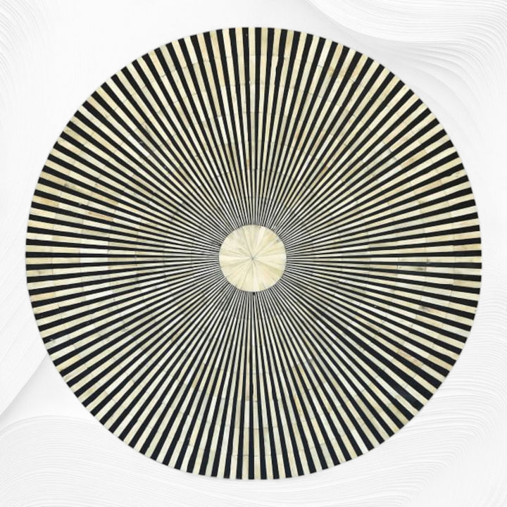 Bone Inlay Round Stripe Coffee Table Black