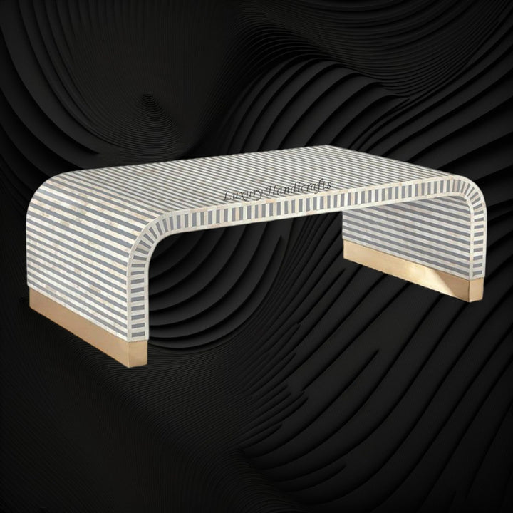 Waterfall Bone Inlay Coffee Table Grey