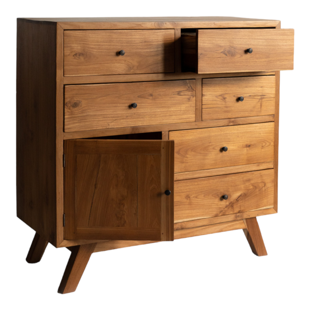 Bronia Solid Teak Wood Chest Of 7 Drawers