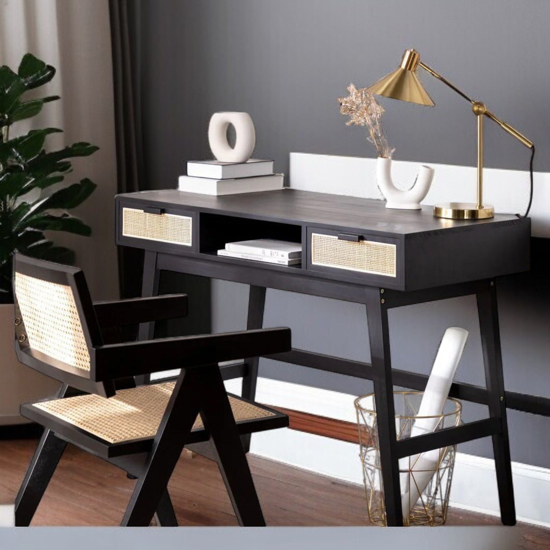 Noir Solidwood Study/Console Table – Nismaaya Decor