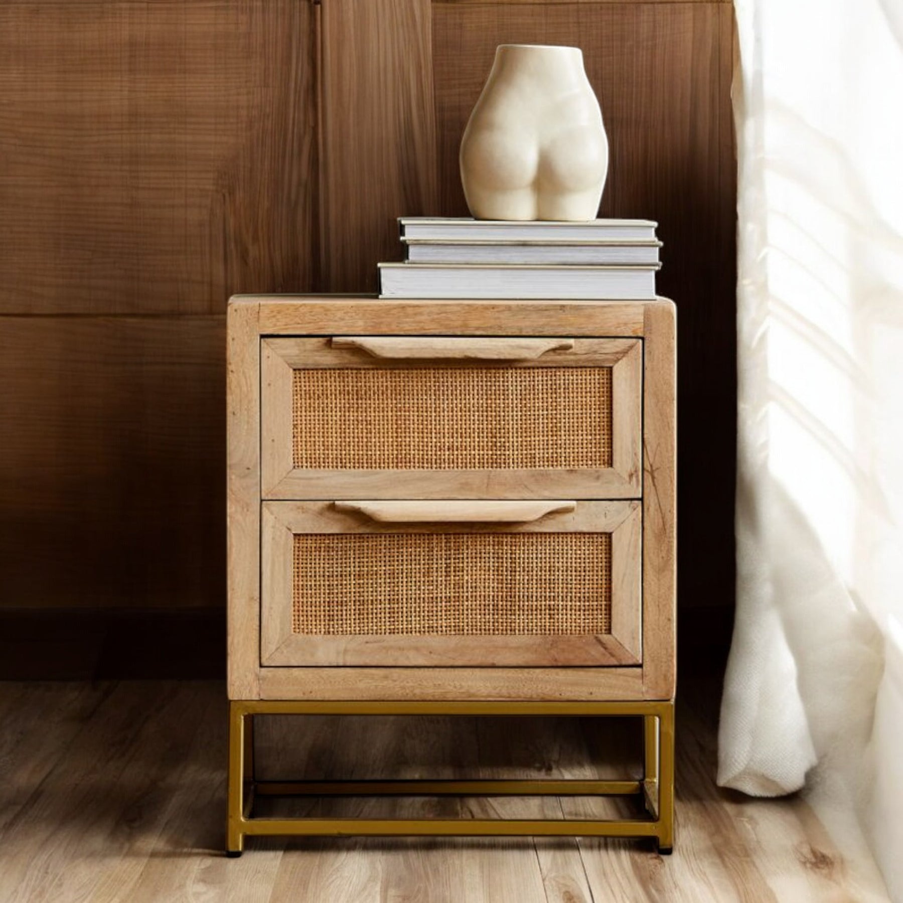 Rattan Webbed Side Table – Nismaaya Decor