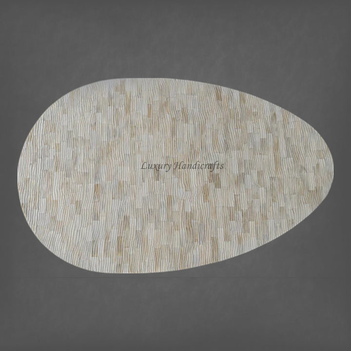 Chiseled Bone Inlay Oval Coffee Table