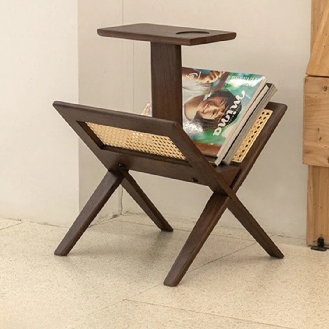 Eider Solid Ash Wood & Rattan End Table