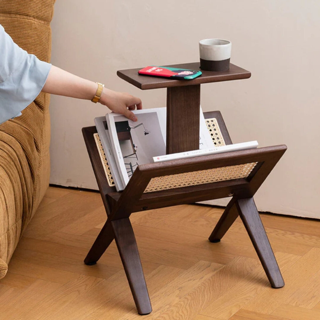 Triangle Rattan End Table Shop Eider Solid Ash Wood & Rattan End Table In Natural Oiled Finish ...