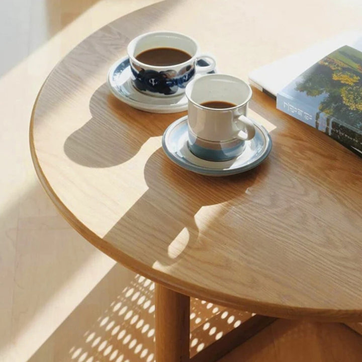 Eileen Solid Ash Wood & Rattan Coffee Table 5