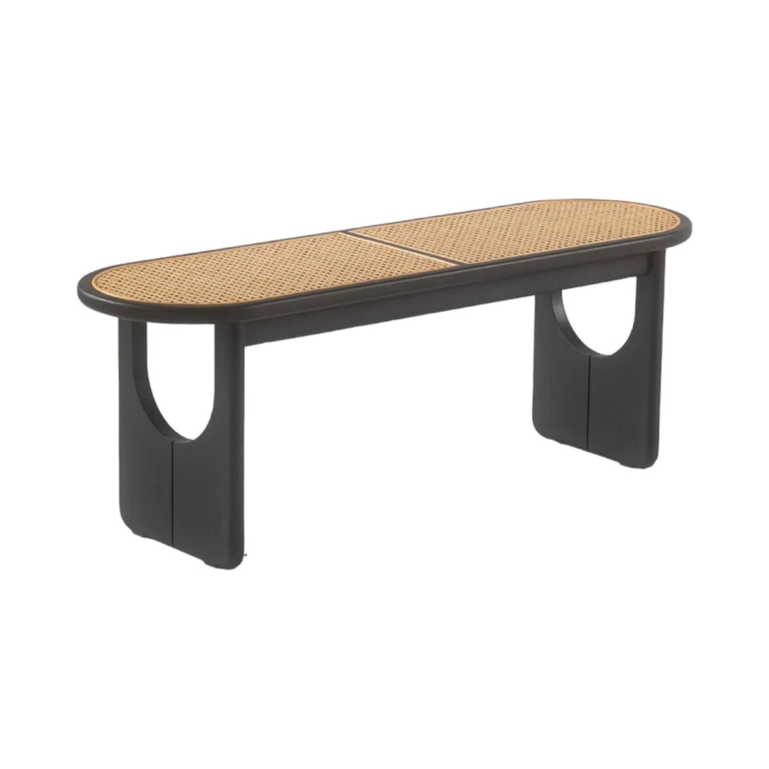 Small Rounded Ratan Bench Buy Eilis Solid Ash Wood & Rattan Bench In Natural Oiled Finish ...