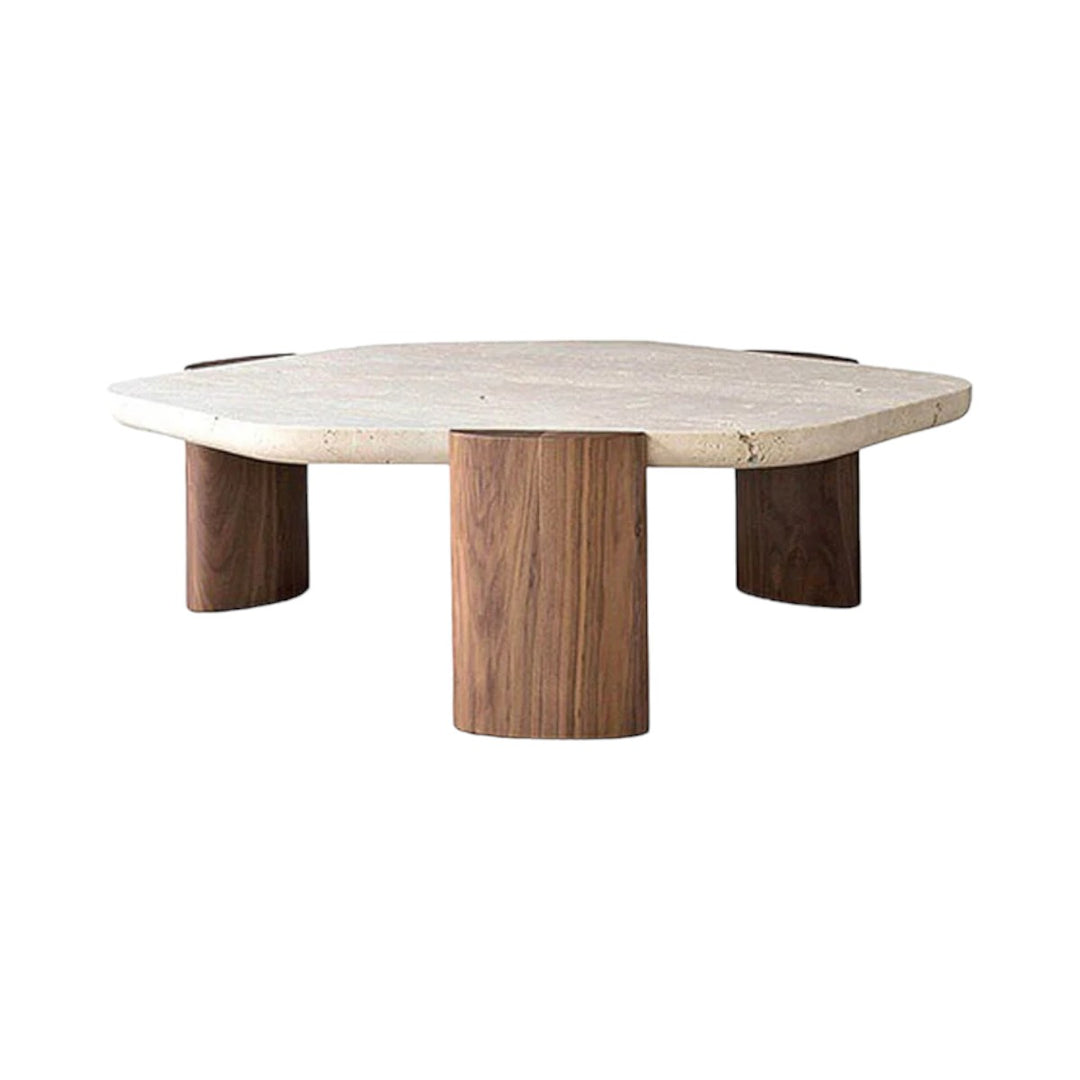 Elgin Solid Ash Wood & Limestone Top Coffee Table 3