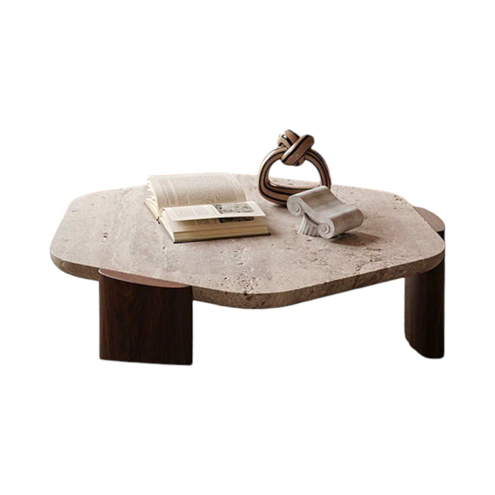 Elgin Solid Ash Wood & Limestone Top Coffee Table 2