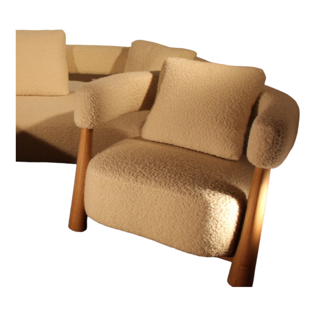 Faber 1 Seater Oak Wood Sofa