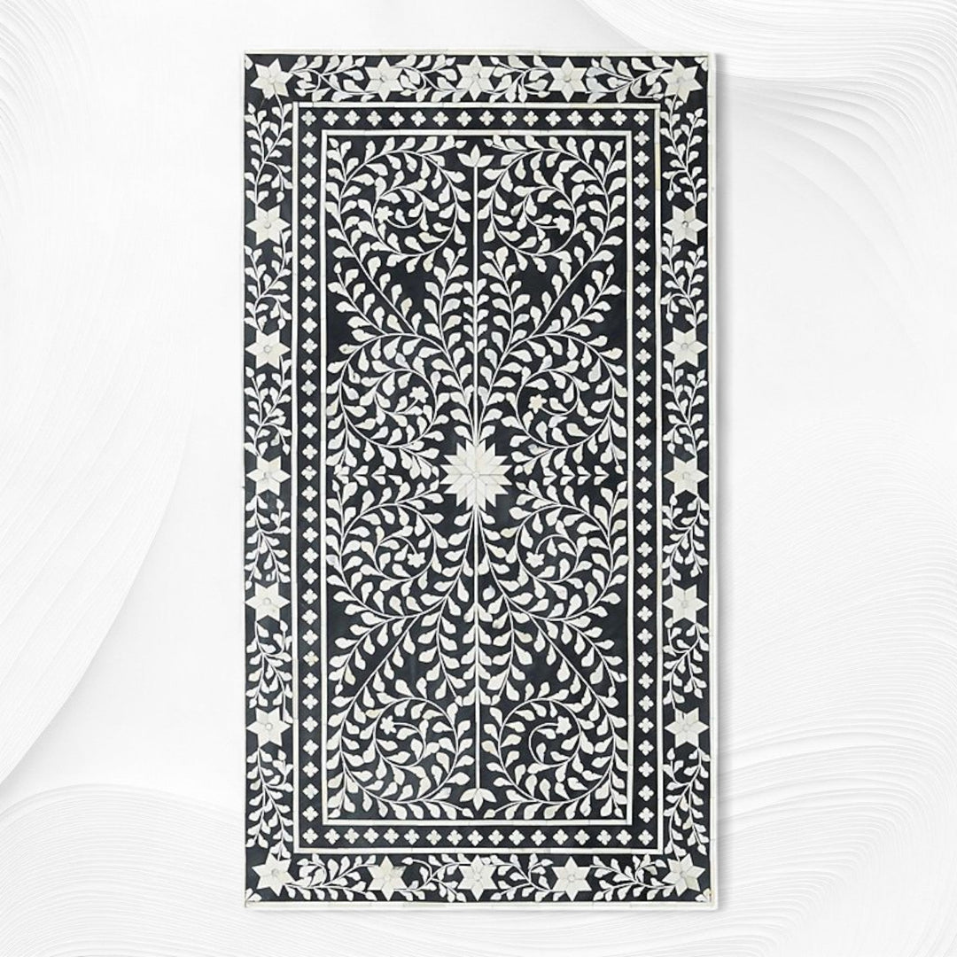 Floral Bone Inlay 2 Drawer Coffee Table Black | Coffee Table With Inlay