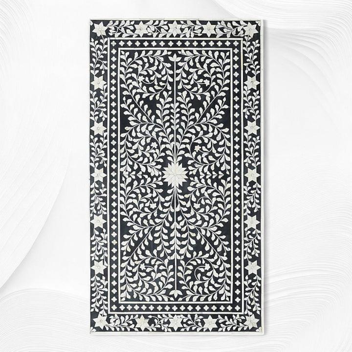 Floral Bone Inlay 2 Drawer Coffee Table Black | Coffee Table With Inlay