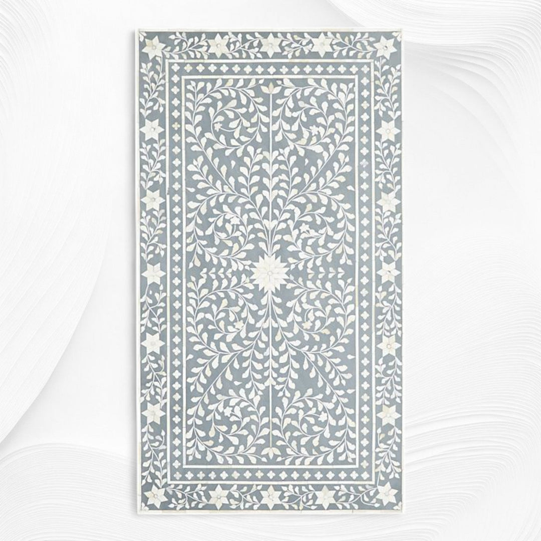Floral Bone Inlay 2 Drawer Coffee Table Grey | Coffee Table With Inlay