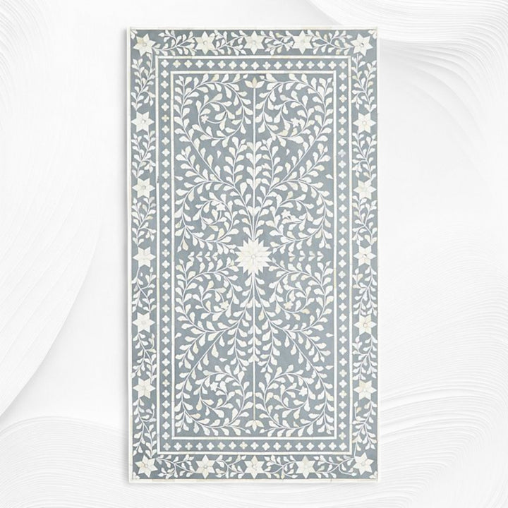 Floral Bone Inlay 2 Drawer Coffee Table Grey | Coffee Table With Inlay