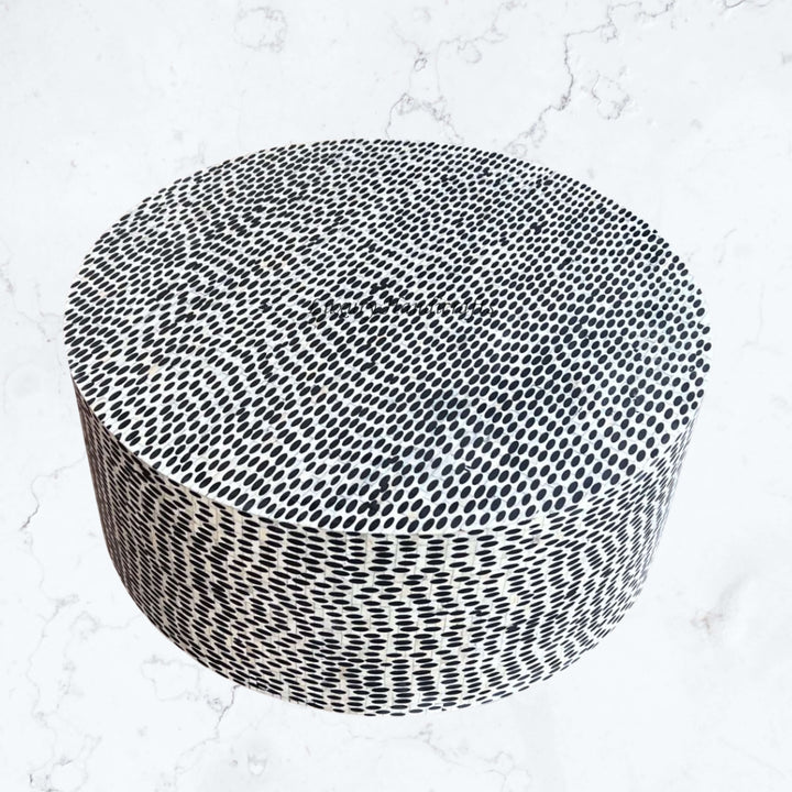 FUSION Full Bone Inlay Round Coffee Table Black