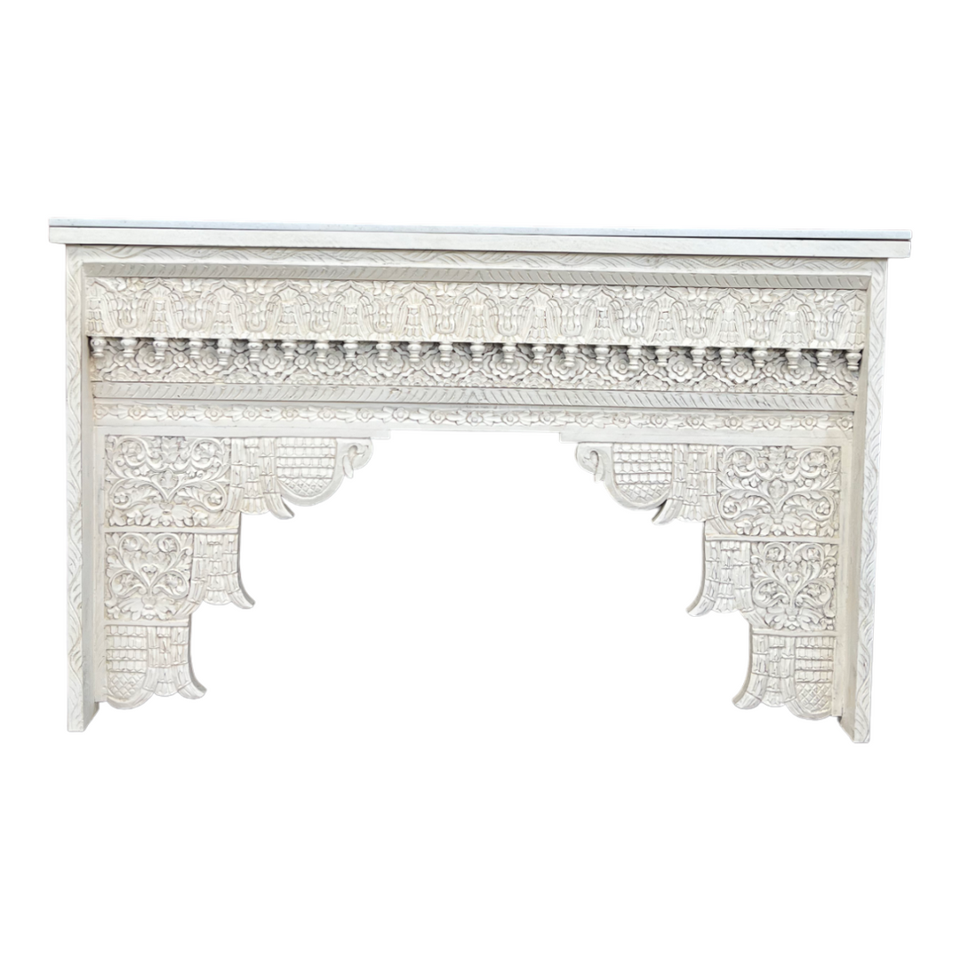Jennifer Solid Mango Wood Handcarved Wooden Console 2