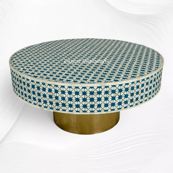 Lisa Bone Inlay Round Coffee Table Indigo