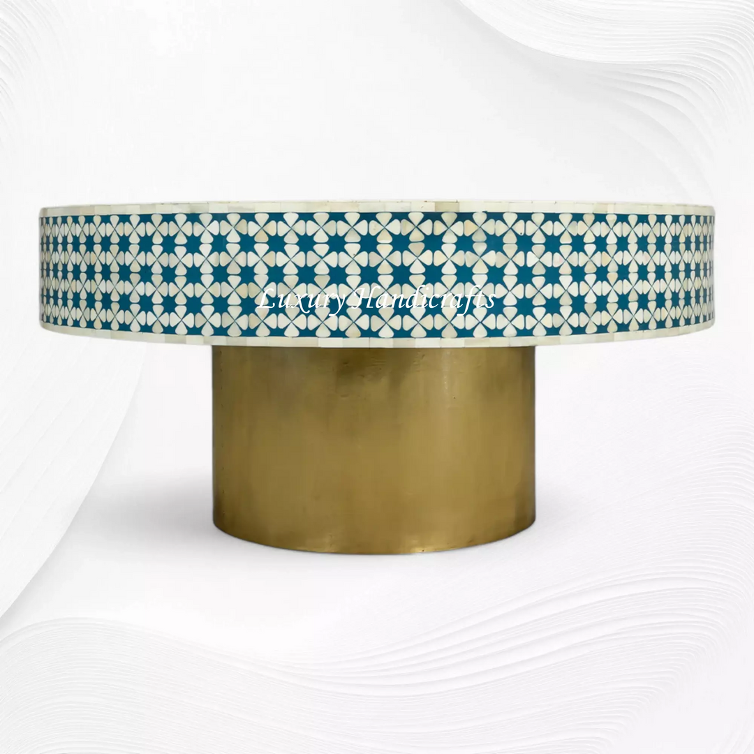Lisa Bone Inlay Round Coffee Table Indigo