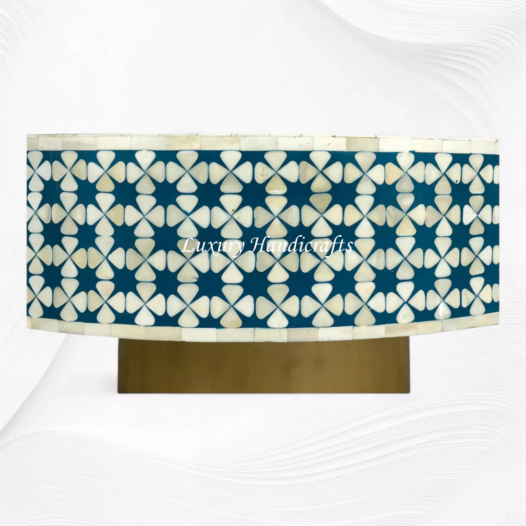 Lisa Bone Inlay Round Coffee Table Indigo