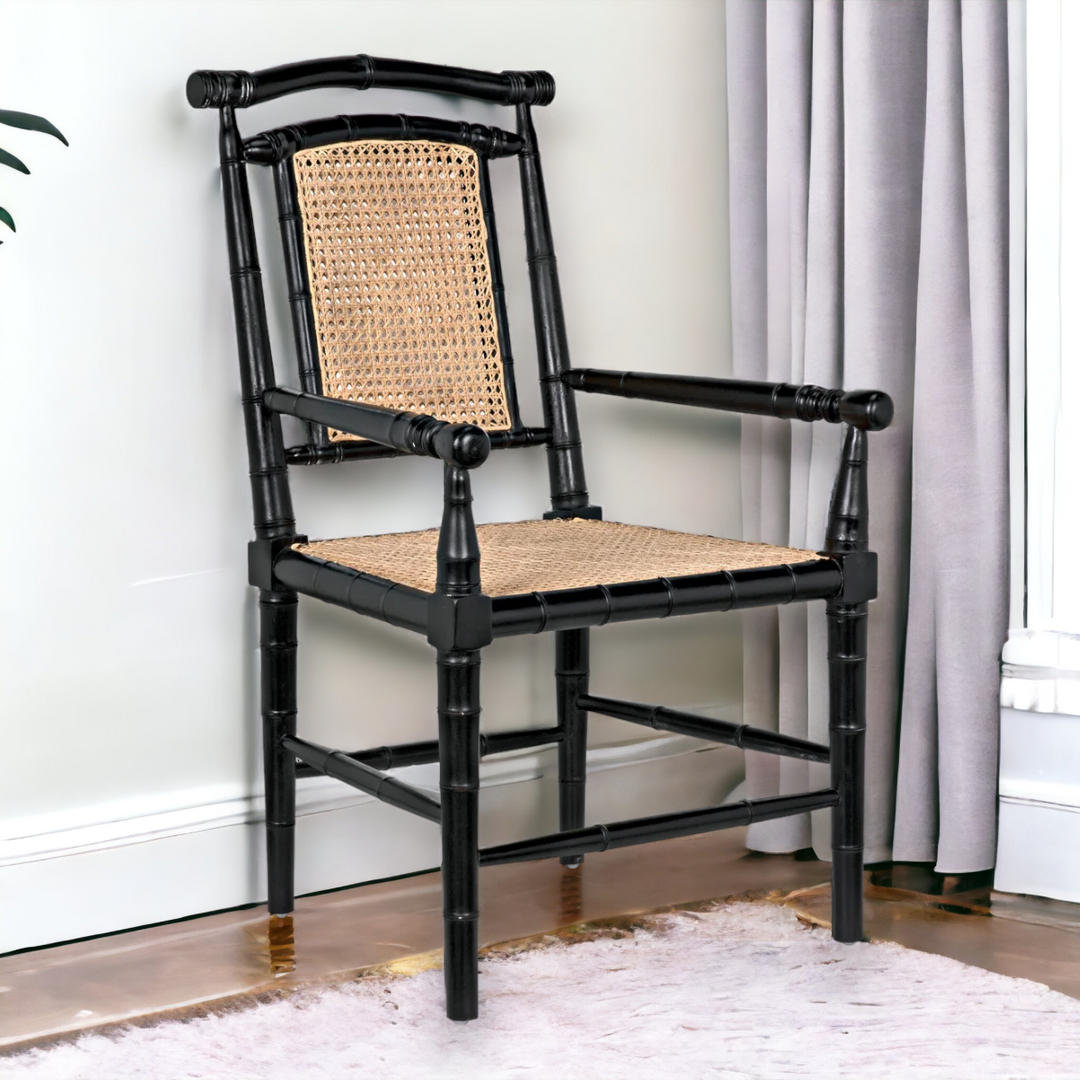 Mahir Solid Teak Wood & Rattan Arm Chair