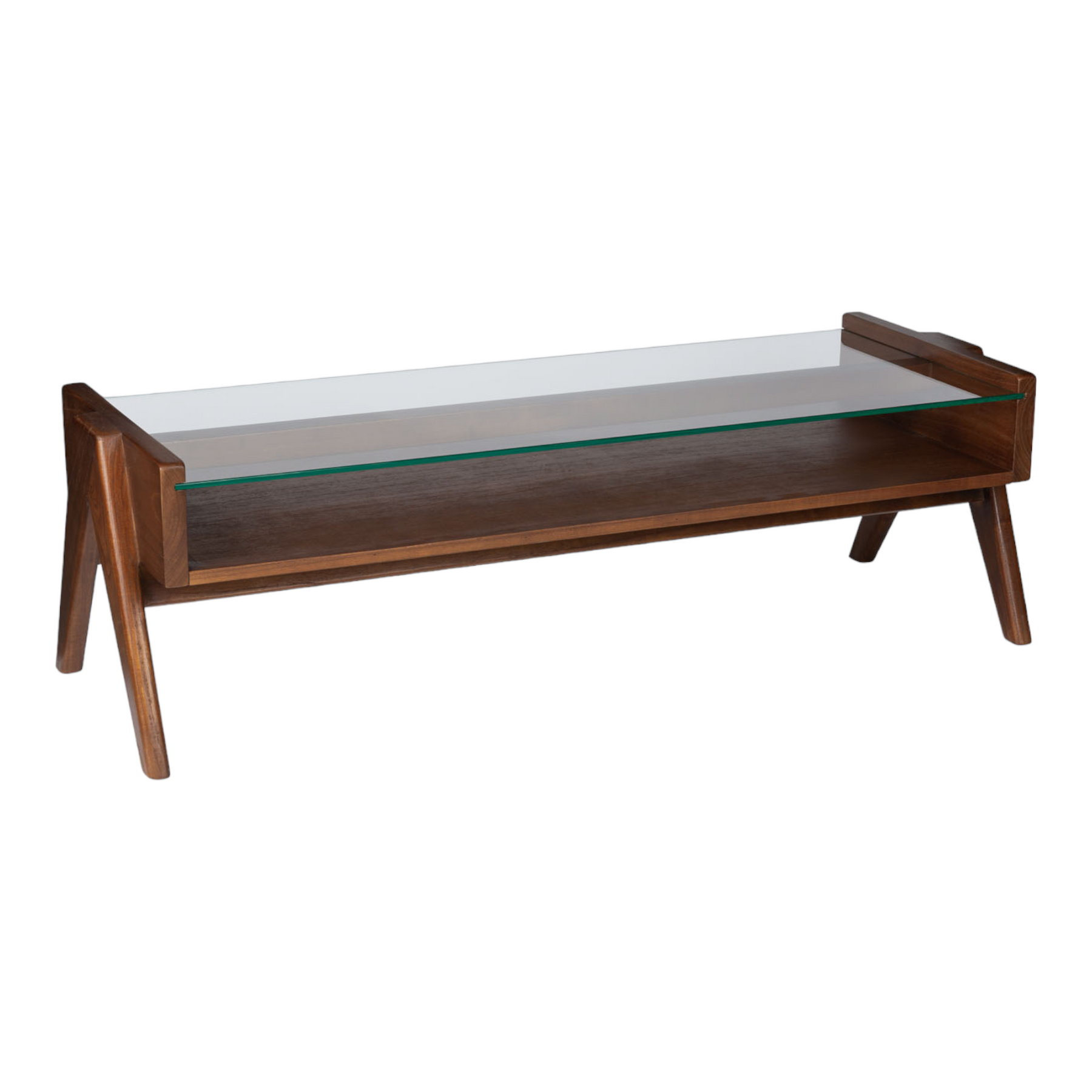 Shop Marek Solid Teak Wood Coffee Table Glass - Nismaaya Decor