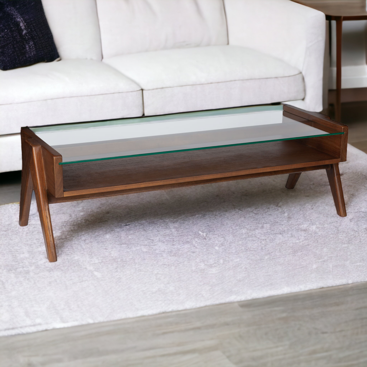Marek Solid Teak Wood Coffee Table Glass – nismaayadecor