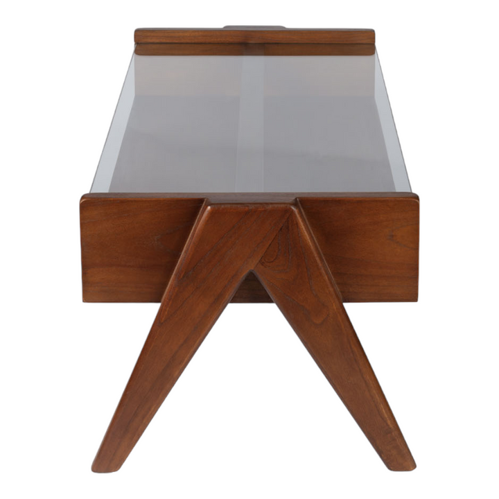 Marek Solid Teak Wood Coffee Table Glass