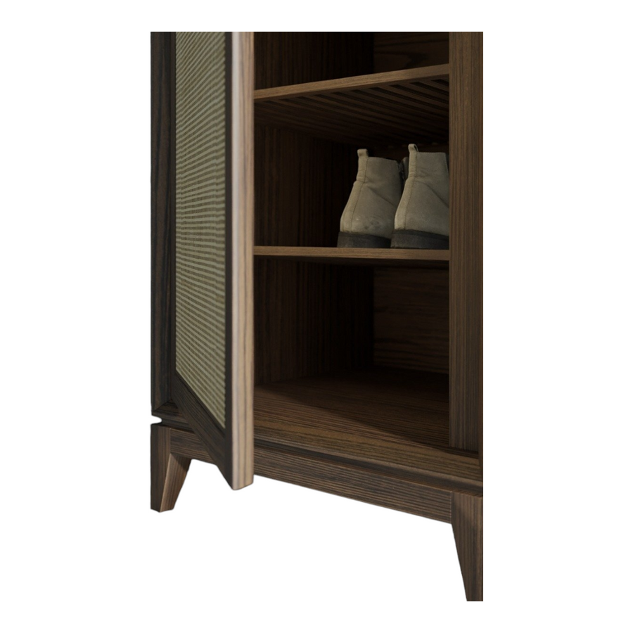 Martin Solid Ash Wood & Rattan Shoe Rack – Nismaaya Decor
