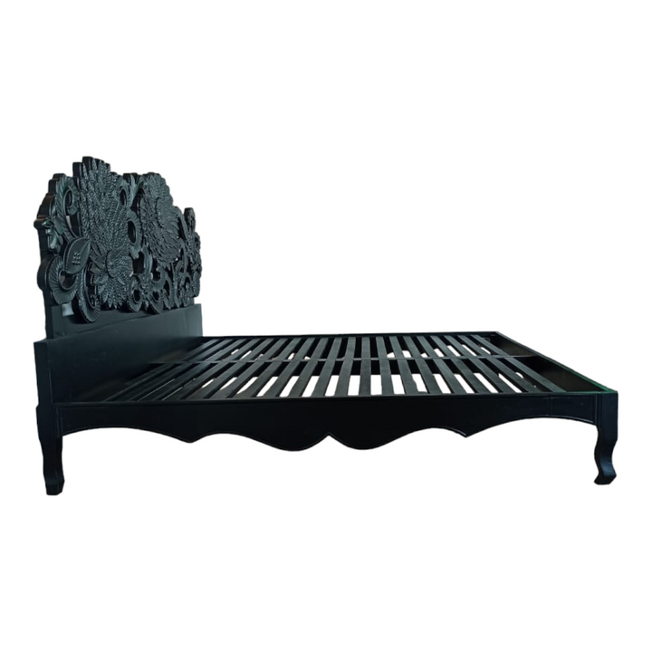 Marv Hand Carved Full Lotus Solid Mango Wood Bed